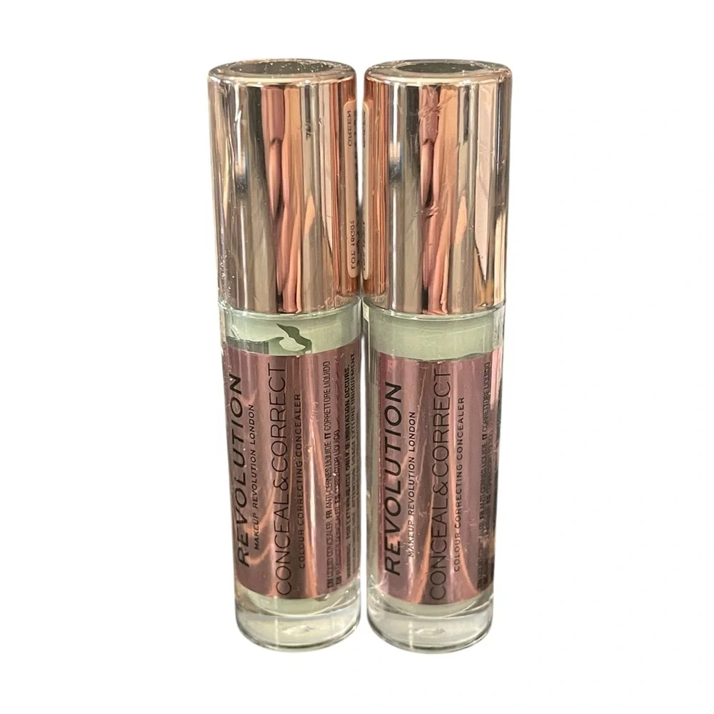 Makeup Revolution London Liquid Concealer Conceal + Correct Green 0.14 Oz NEW‎